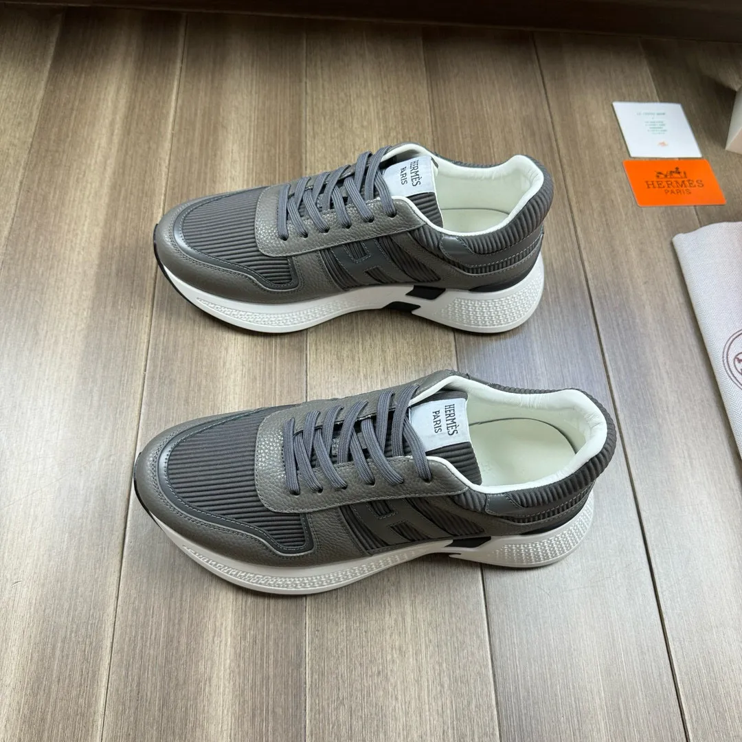 [HERMES] Hermès men's shoes 💰520💰 - High-end quality original order - Upper: 🔝 tumbled calfskin, high mercerized striped fabric, sewn brand H totem - Lining: water-dyed cowhide - Outsole: ultra-light T men's shoes 💰U foam rubber; two-color molded outsole - Super high quality control, fine workmanship: highlighted (high-end, luxury, grade) -Size :38-44, (45, customized)